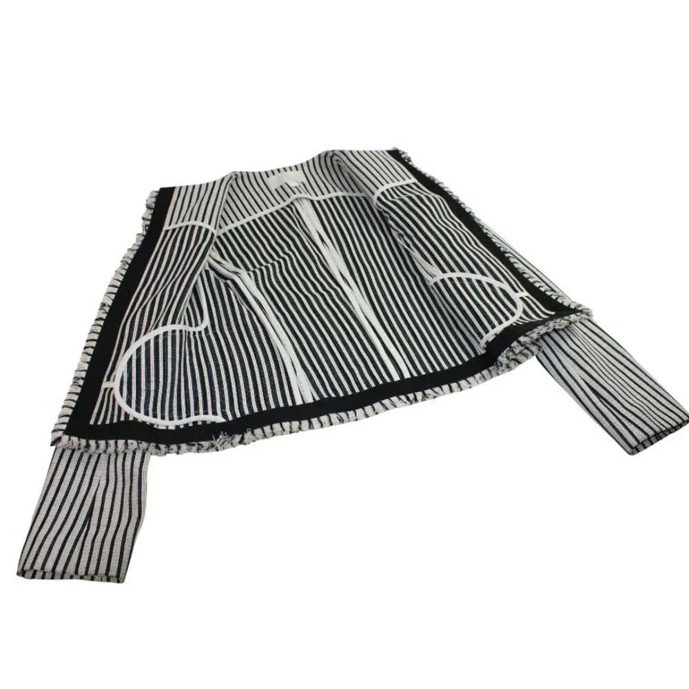 Hugo Boss Komina Black & White Striped Cropped Jacket Frayed Hem Jacket - Picture 6 of 7
